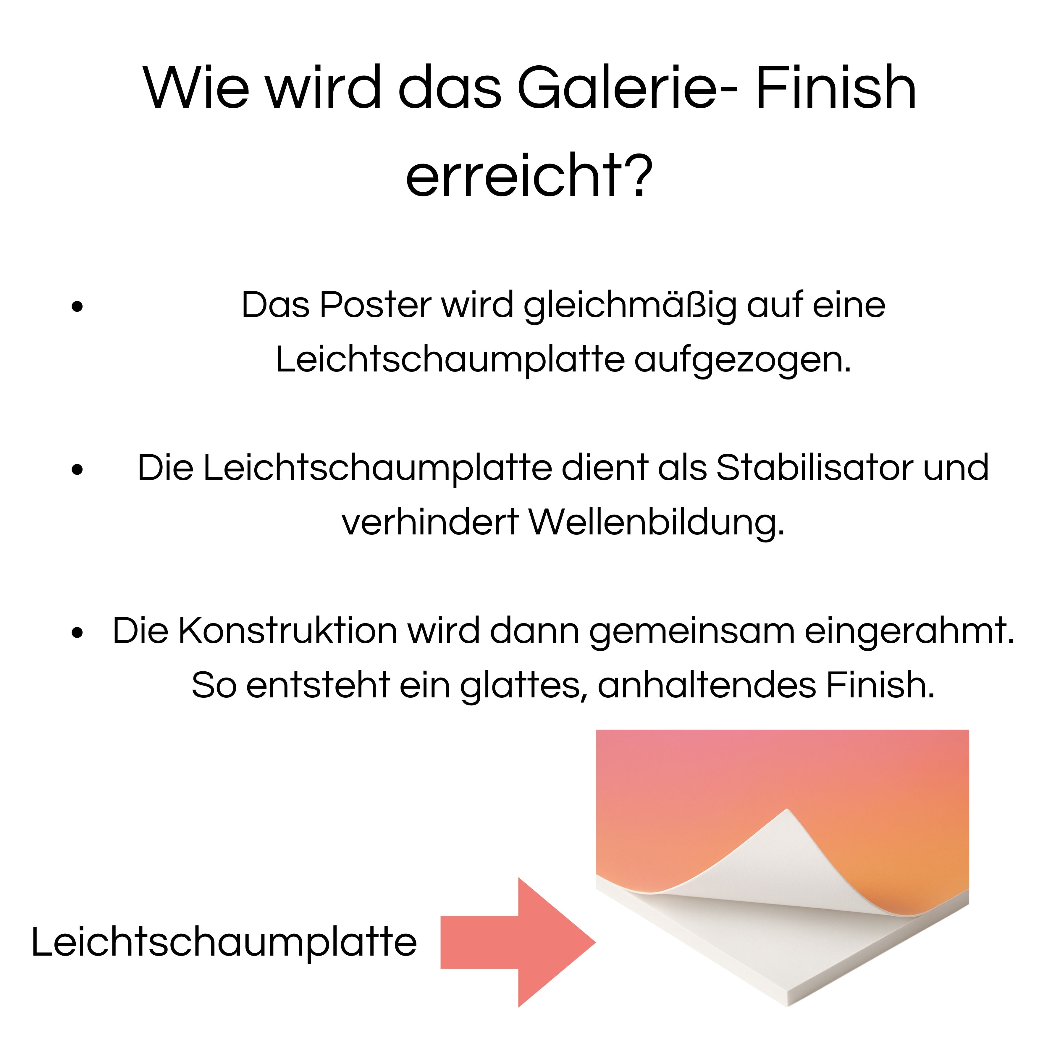 Galerie Finish für Poster garantiert ohne Wellen und noch mehr Stabilität